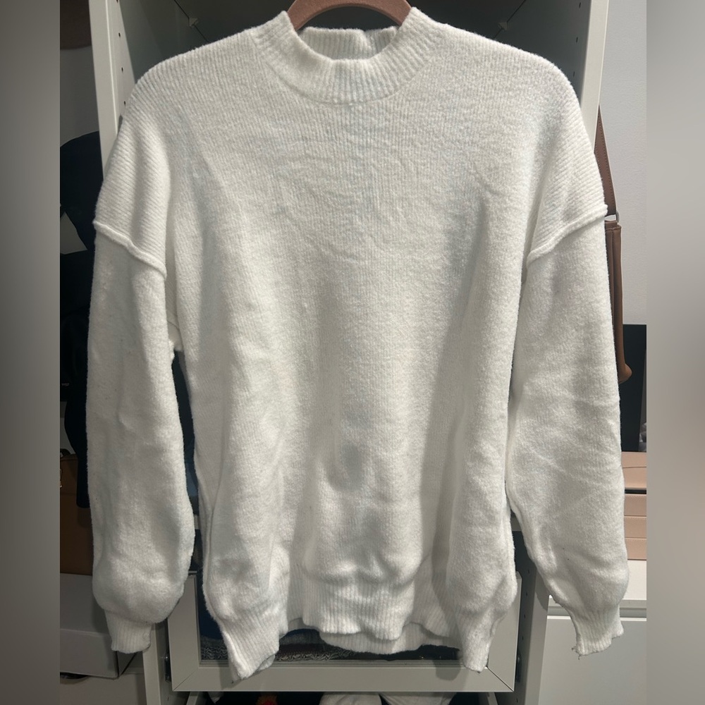 Grey Bandit White Bubble Sleeve Sweater